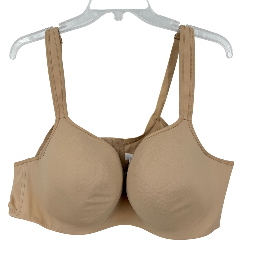 Cacique Lightly Lined Balconette Bra 48C Beige Underwire Smooth Plus Size